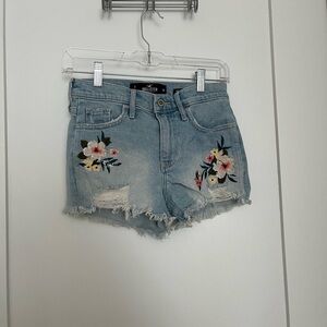 Hollister Blue Jean Shorts with Distressed Hem